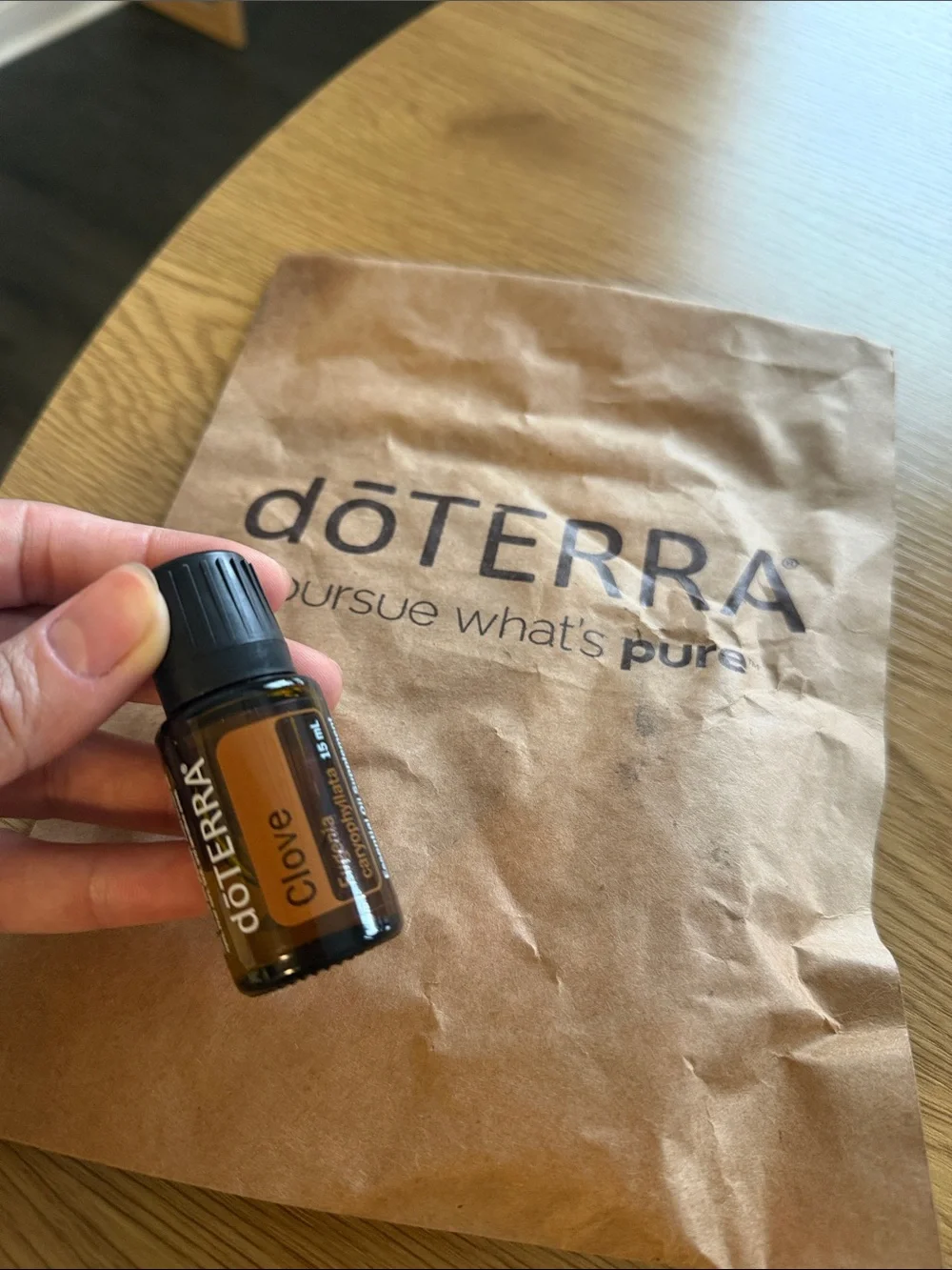 Doterra Clove Essential Oil Bottle - Black Cap, Amber Glass